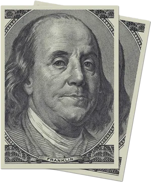 Benjamin Franklin100 Dollar Bills Fanned Out PNG image