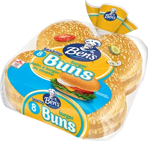 Bens Sesame Burger Buns Packaging PNG image
