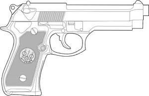 Beretta Pistol Line Drawing PNG image