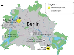 Berlin Airports Map Historicaland Current PNG image