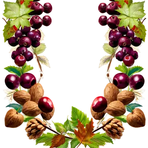 Berries And Nuts Thanksgiving Border PNG Axx PNG