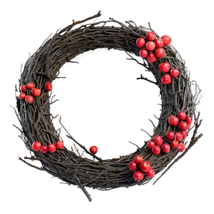 Berry And Twig Wreath PNG Jll4