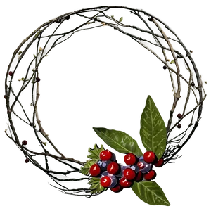 Berry And Twig Wreath PNG Rhg21