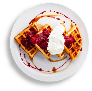 Berry Compote Waffleswith Whipped Cream PNG