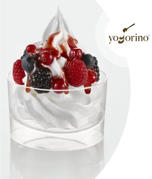 Berry Topped Frozen Yogurt Cup PNG image