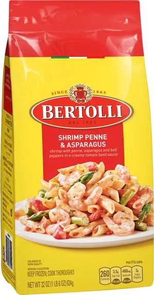 Bertolli Shrimp Penne Asparagus Frozen Meal Package PNG