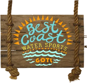 Best Coast Water Sports Wooden Sign PNG image