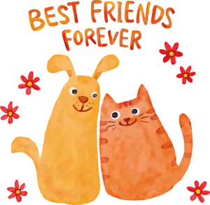 Best Friends Forever Cartoon Dog Cat PNG image