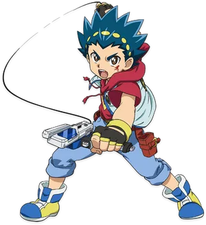 Beyblade Anime Character Launching Top PNG image