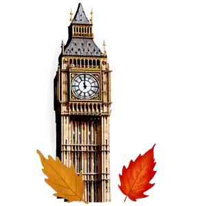 Big Ben And Autumn Leaves PNG Oqt25 PNG