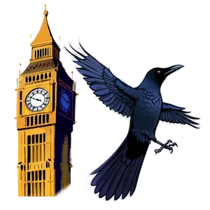 Big Ben And Crow PNG Deq