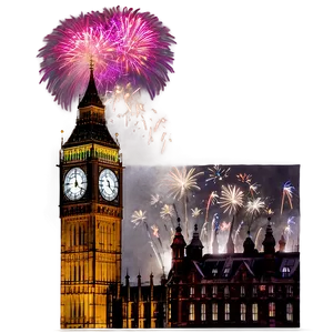 Big Ben With Fireworks Background Png Jsa PNG image