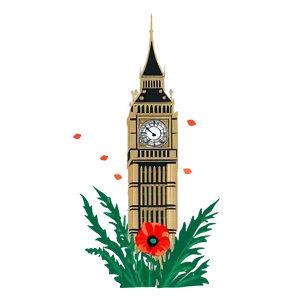 Big Ben With Poppies PNG 30