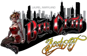 Big City Body Art Tattoo Piercing Advertisement PNG