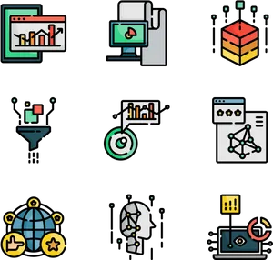 Big Data Concepts Icons Set PNG image