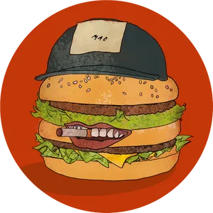 Big Mac Cartoon Character Illustration PNG image