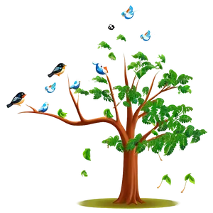 Big Tree With Birds PNG 66