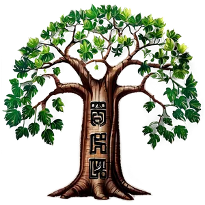 Big Tree With Carved Initials PNG 06262024 PNG