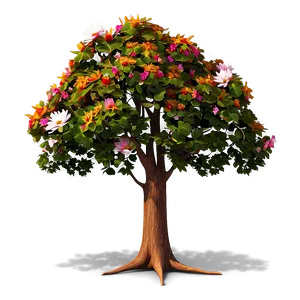 Big Tree With Colorful Flowers PNG 06262024 PNG