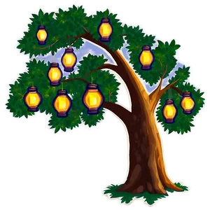 Big Tree With Hanging Lanterns PNG 74 PNG