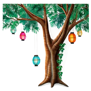 Big Tree With Hanging Lanterns PNG 9 PNG