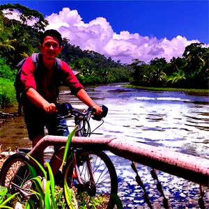 Biking Along Riverbanks PNG Wiq PNG