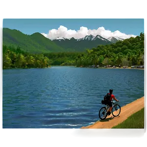 Biking By The Lake Png 06282024 PNG image