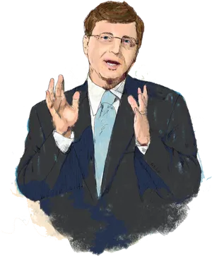 Bill Gates Illustration Speaking Gesture PNG image