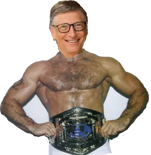 Bill Gates Wrestling Champion Parody PNG image