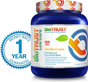 Bio Trust Protein Powder Vanilla Cream PNG image