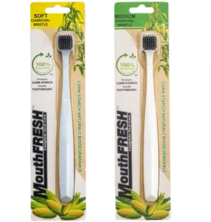 Biodegradable Corn Starch Toothbrushes Packaging PNG image