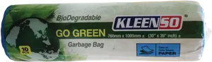 Biodegradable K L E E N S O Garbage Bag Packaging PNG