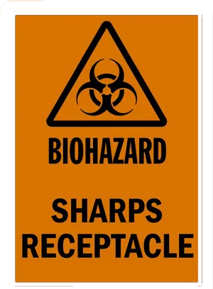 Biohazard Sharps Receptacle Sign PNG image