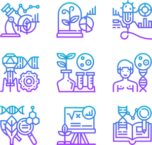 Biology Research Icons Set PNG image
