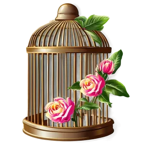 Bird Cage With Flowers Png Ckt PNG image