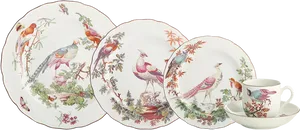 Bird Illustrated Dinnerware Set PNG image