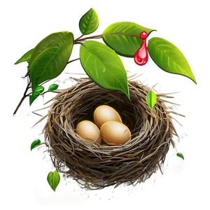 Bird Nest In Rain PNG 06212024