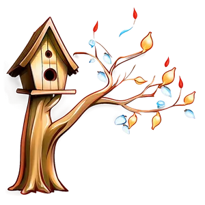 Birdhouse On Tree PNG 06292024