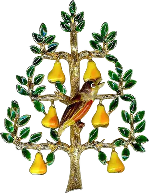 Birdon Pear Tree Brooch PNG