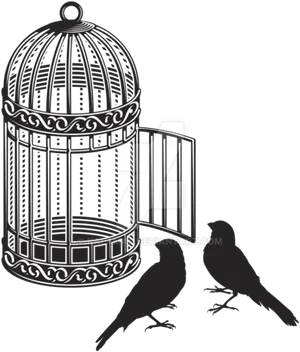 Birdsand Open Cage Illustration PNG image