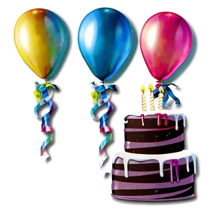 Birthday Balloon And Cake PNG Trm PNG