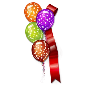 Birthday Balloon With Ribbon PNG 06272024