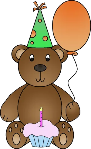 Birthday Celebration Teddy Bear With Cupcake PNG image