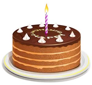 Birthday Chocolate Cake With Candle PNG image