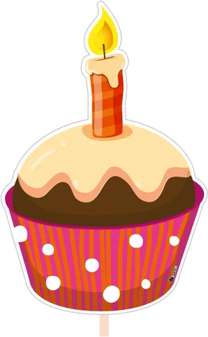 Birthday Cupcake Candle Celebration PNG image