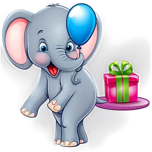 Birthday Party Elephant Cartoon PNG 06212024 PNG