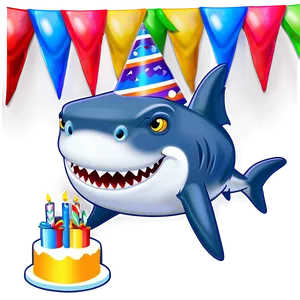 Birthday Shark Banner Graphic Png 06292024 PNG image