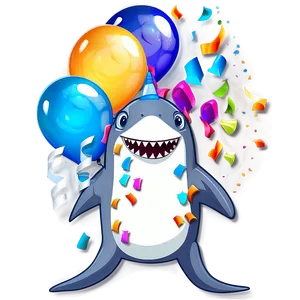 Birthday Shark With Confetti Png Cwq PNG image