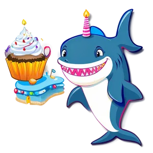 Birthday Shark With Cupcake Png 68 PNG image