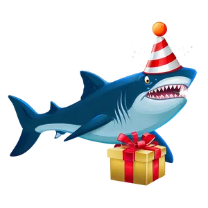 Birthday Shark With Gift Box Png Wsq PNG image